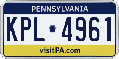 PA license plate KPL4961
