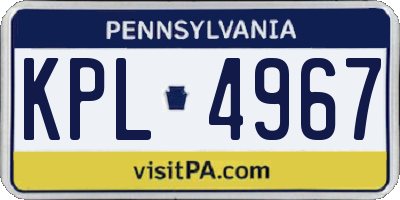 PA license plate KPL4967
