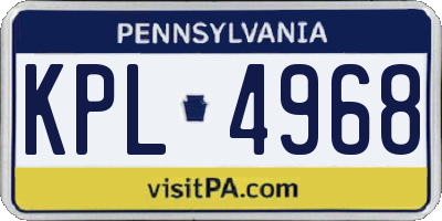 PA license plate KPL4968