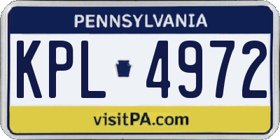 PA license plate KPL4972