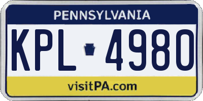PA license plate KPL4980