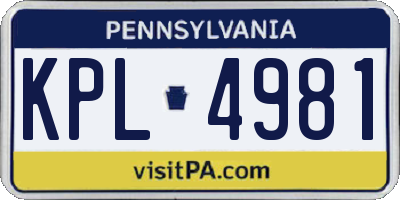 PA license plate KPL4981