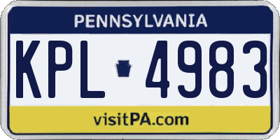 PA license plate KPL4983