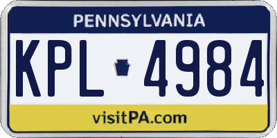 PA license plate KPL4984