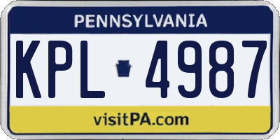 PA license plate KPL4987