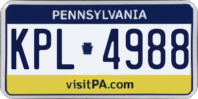 PA license plate KPL4988