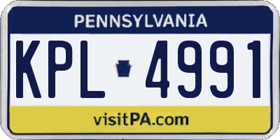 PA license plate KPL4991