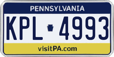 PA license plate KPL4993
