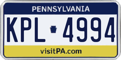 PA license plate KPL4994