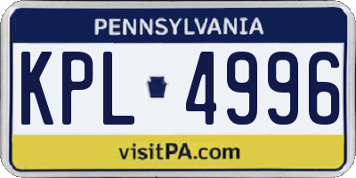 PA license plate KPL4996
