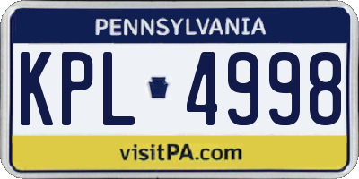 PA license plate KPL4998