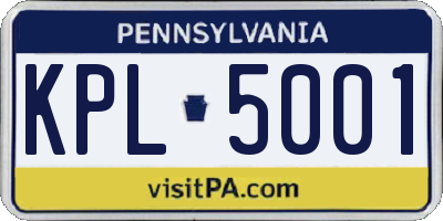 PA license plate KPL5001