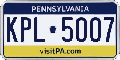 PA license plate KPL5007
