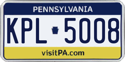 PA license plate KPL5008