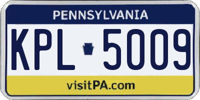 PA license plate KPL5009