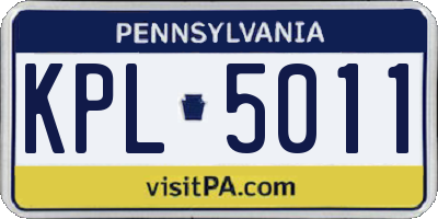 PA license plate KPL5011