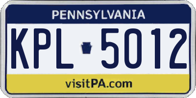 PA license plate KPL5012