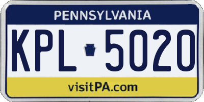 PA license plate KPL5020