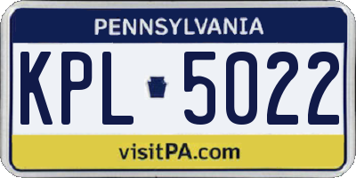 PA license plate KPL5022