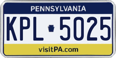 PA license plate KPL5025