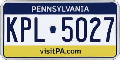 PA license plate KPL5027