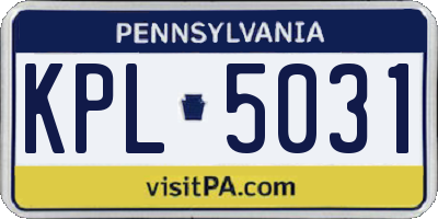 PA license plate KPL5031