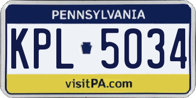 PA license plate KPL5034