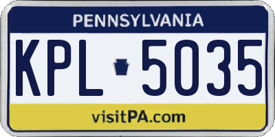 PA license plate KPL5035