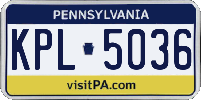 PA license plate KPL5036