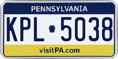 PA license plate KPL5038