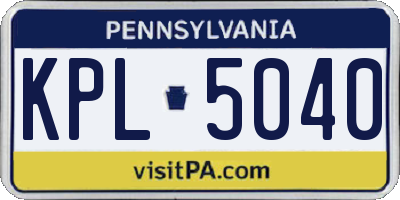 PA license plate KPL5040