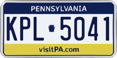 PA license plate KPL5041