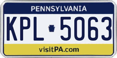 PA license plate KPL5063