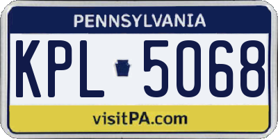 PA license plate KPL5068