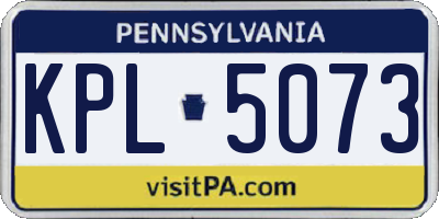 PA license plate KPL5073