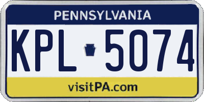 PA license plate KPL5074