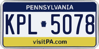 PA license plate KPL5078