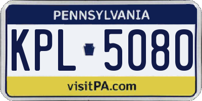 PA license plate KPL5080