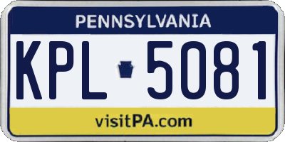 PA license plate KPL5081