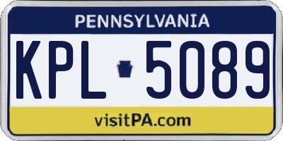 PA license plate KPL5089