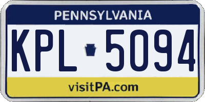 PA license plate KPL5094
