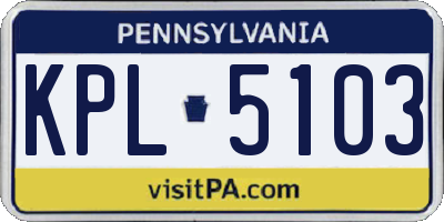 PA license plate KPL5103