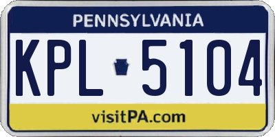 PA license plate KPL5104