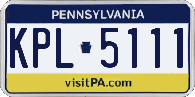 PA license plate KPL5111