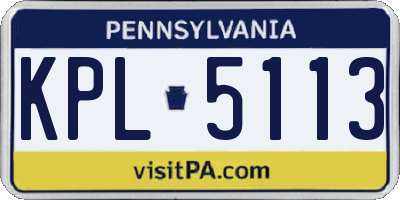 PA license plate KPL5113