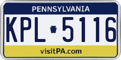 PA license plate KPL5116