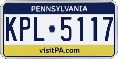 PA license plate KPL5117