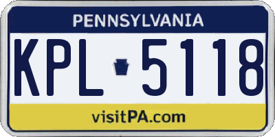 PA license plate KPL5118