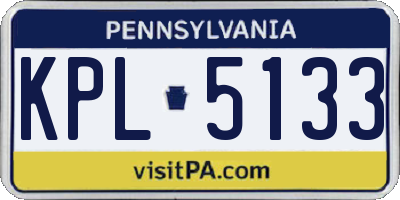 PA license plate KPL5133