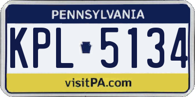 PA license plate KPL5134